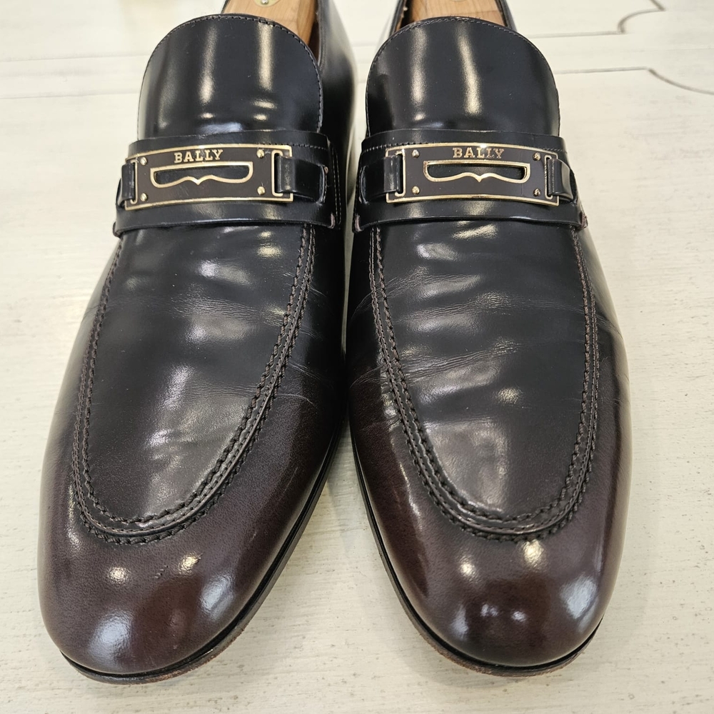 Bally Men's Black and Brown Leather Loafers